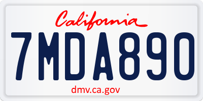 CA license plate 7MDA890