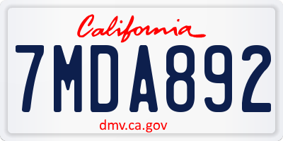 CA license plate 7MDA892