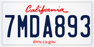 CA license plate 7MDA893