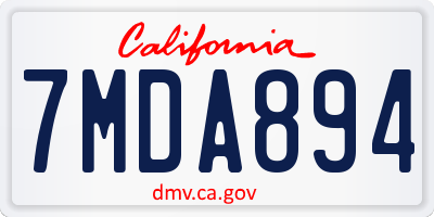 CA license plate 7MDA894