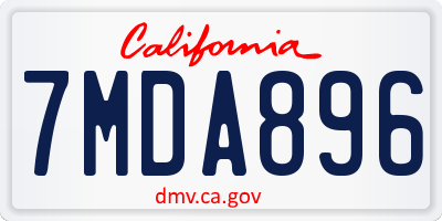 CA license plate 7MDA896