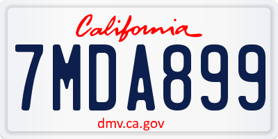 CA license plate 7MDA899