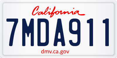 CA license plate 7MDA911