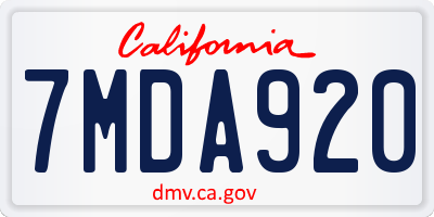 CA license plate 7MDA920