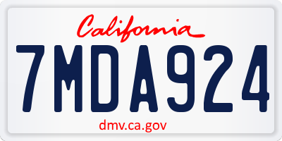 CA license plate 7MDA924