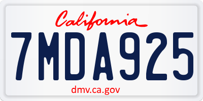 CA license plate 7MDA925