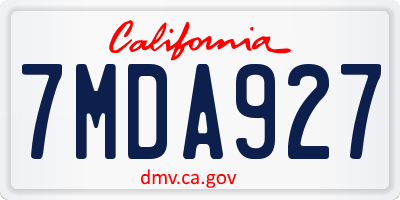 CA license plate 7MDA927