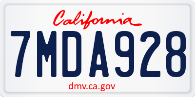 CA license plate 7MDA928
