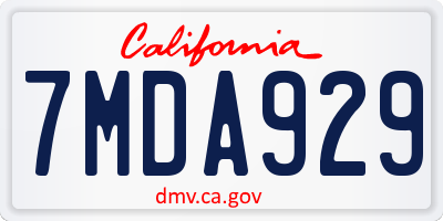 CA license plate 7MDA929