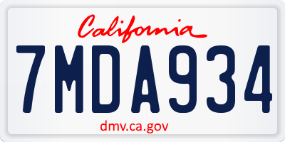 CA license plate 7MDA934