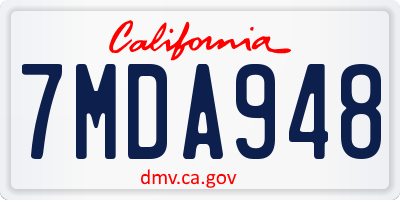 CA license plate 7MDA948