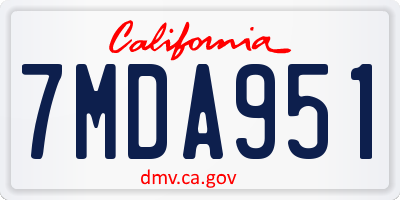 CA license plate 7MDA951