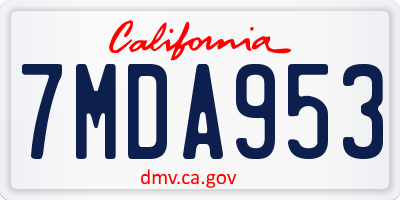 CA license plate 7MDA953