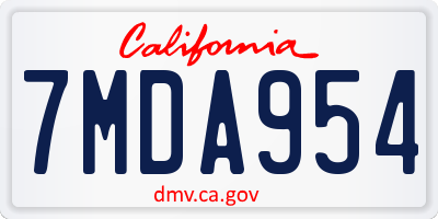 CA license plate 7MDA954