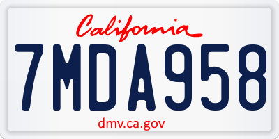 CA license plate 7MDA958