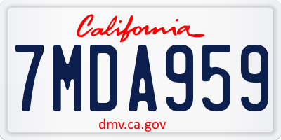 CA license plate 7MDA959