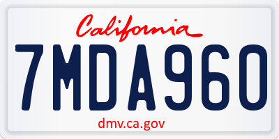 CA license plate 7MDA960