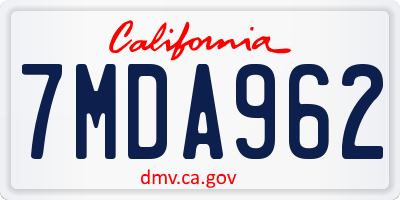 CA license plate 7MDA962