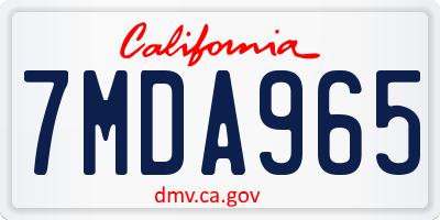 CA license plate 7MDA965