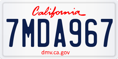 CA license plate 7MDA967