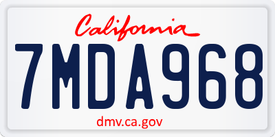 CA license plate 7MDA968