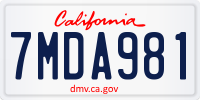 CA license plate 7MDA981
