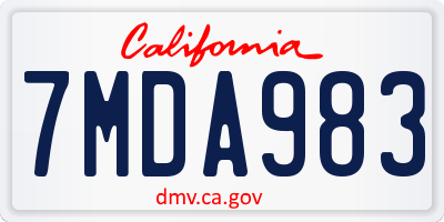 CA license plate 7MDA983