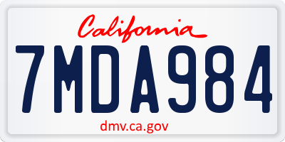 CA license plate 7MDA984