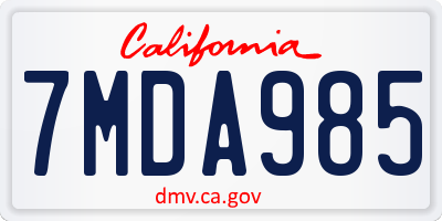 CA license plate 7MDA985