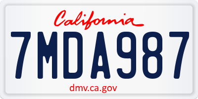 CA license plate 7MDA987
