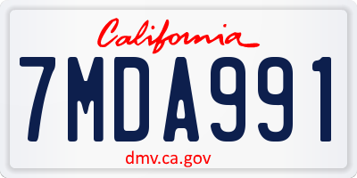 CA license plate 7MDA991