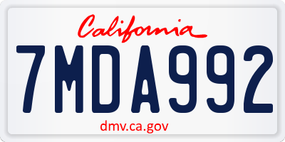 CA license plate 7MDA992