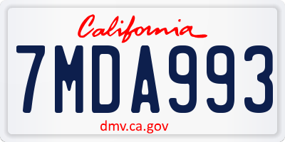 CA license plate 7MDA993