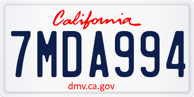CA license plate 7MDA994