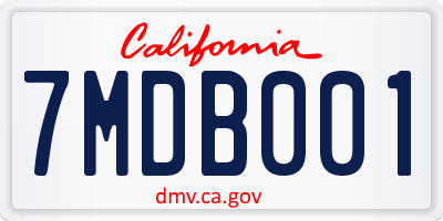 CA license plate 7MDB001