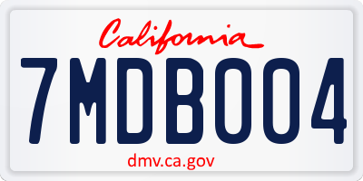 CA license plate 7MDB004