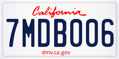 CA license plate 7MDB006