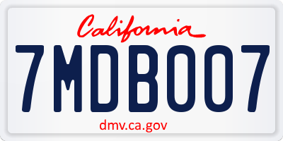 CA license plate 7MDB007