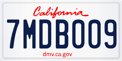 CA license plate 7MDB009