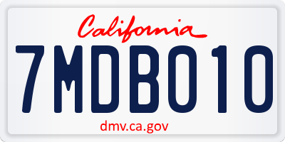 CA license plate 7MDB010
