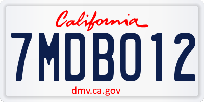 CA license plate 7MDB012