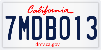 CA license plate 7MDB013