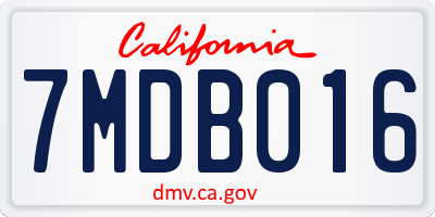 CA license plate 7MDB016
