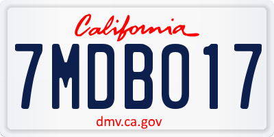 CA license plate 7MDB017