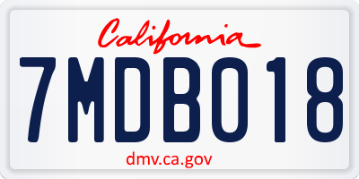 CA license plate 7MDB018