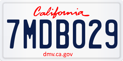 CA license plate 7MDB029