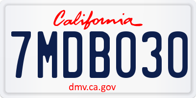 CA license plate 7MDB030