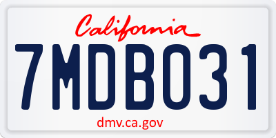 CA license plate 7MDB031