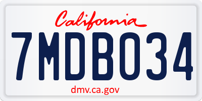 CA license plate 7MDB034