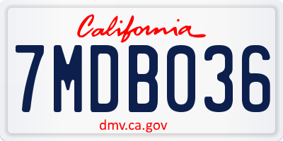 CA license plate 7MDB036